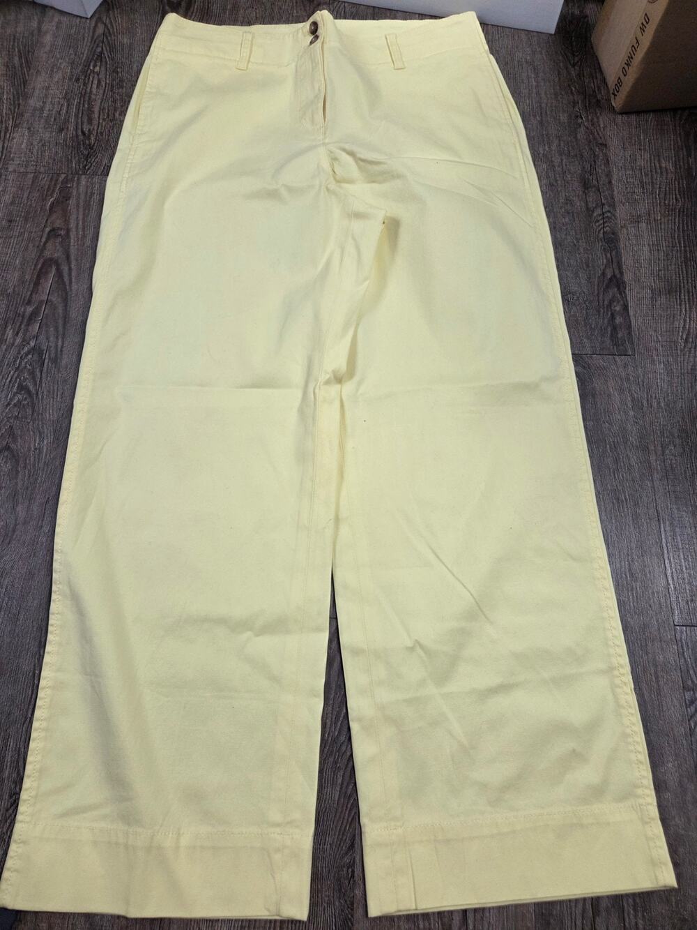 Talbots Wide Leg New England Chino Pants Size 12 Light Yellow